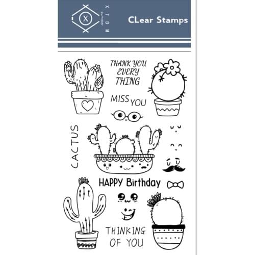 Hot selling cactus alphabet transparent clear stamp / silicone seal roller stamp DIY scrapbook album / card production