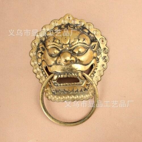 Factory direct temple Chinese antique door handle lion head handle ring handle copper handle