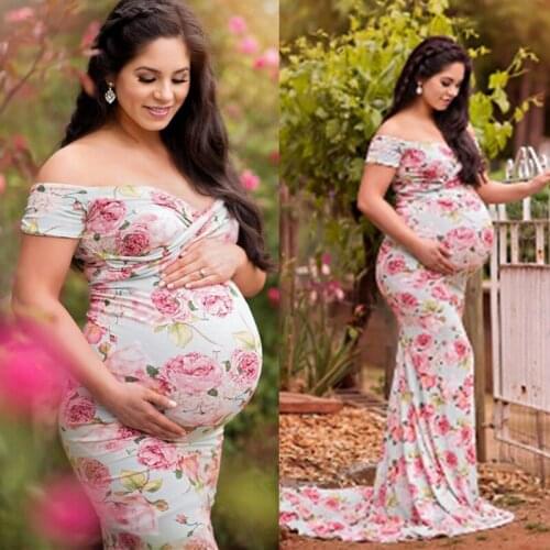 Maternity Photography Props Dress 2020 Fashion Maternity Pregnancy Woman clothes Sexy Pregnancy Flower Maxi Maternity Dress