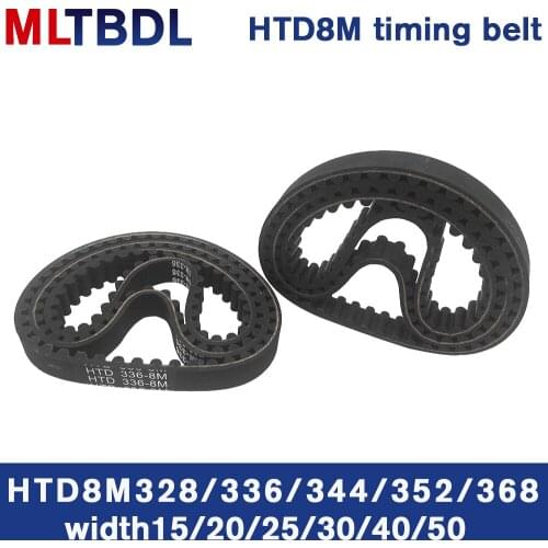 Rubber synchronous belt HTD8M 328 336 344 352 368 pitch=8mm arc tooth industrial transmission belt toothed belt width 20/30/40mm
