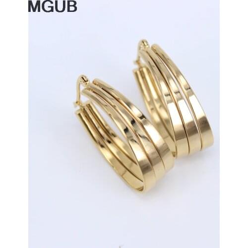 MGUB 3-color rugby model earrings 316L stainless steel classic beautiful female earrings excellent gift LH312