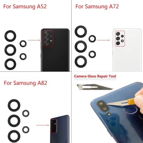Camera Glass Lens For Samsung A32 A52 A72 A82 S21 Plus S21 Ultra Phone New Rear Back Cover Camea Lens Replacement Part + Tools
