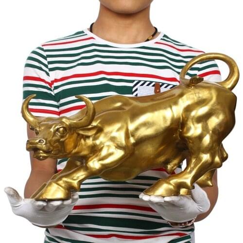 TOP COOL office home protective Talisman House Protection Money Drawing gold Charging Bull bronze statue
