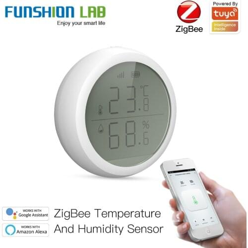 Tuya Smart ZigBee Smart Temperature And Humidity Sensor With LCD Display Battery Powered With Smart Life App Alexa Google Home