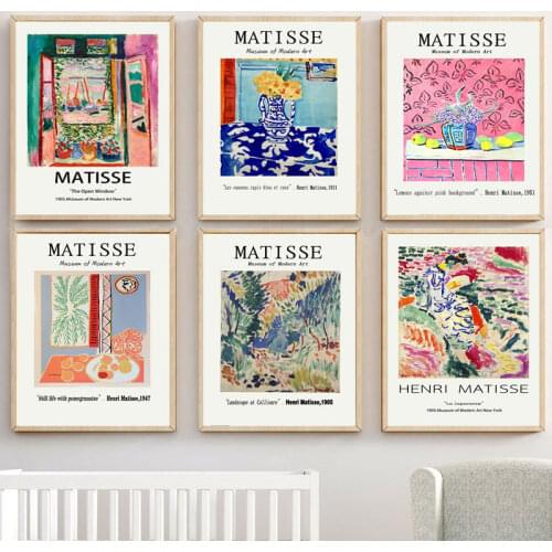 Vintage Henri Matisse Retro Posters Prints Abstract Museum Artwork Wall Art Canvas Painting Pictures for Living Room Home Decor