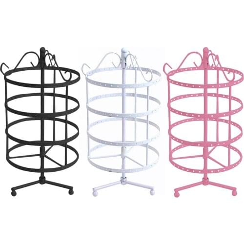 144 Holes 4 Tiers Metal Black Rotating Jewelry Display Stand Earring Holder Organizer(Round) Accessories For Women#38