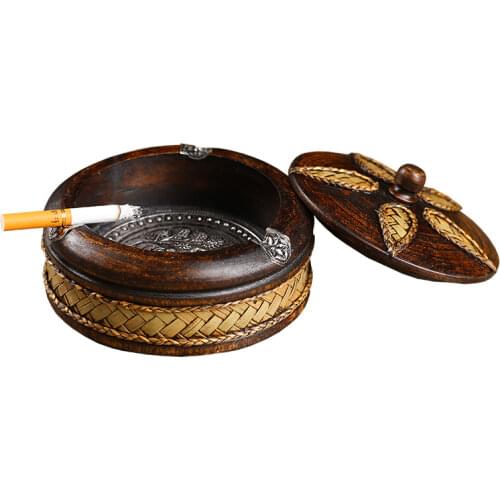 NEWYEARNEW 1piece Wood Ashtray Thai Style DIY Art Furnishing Article Unique Bussiness Gift