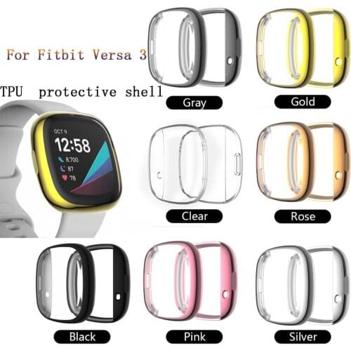 Screen Protector Case for Fitbit Versa 3/ Sense Ultra Slim Soft TPU Smart Watch Cover for Fitbit Versa3 Protective Bumper Shell