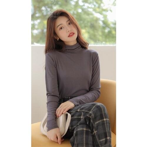 LMQ NEW 2020 Fall Winter Women Modal Cotton Slim Turtleneck Basic Tops Pullover Bottoming Shirts Jumper Soft Warm Pull Femme