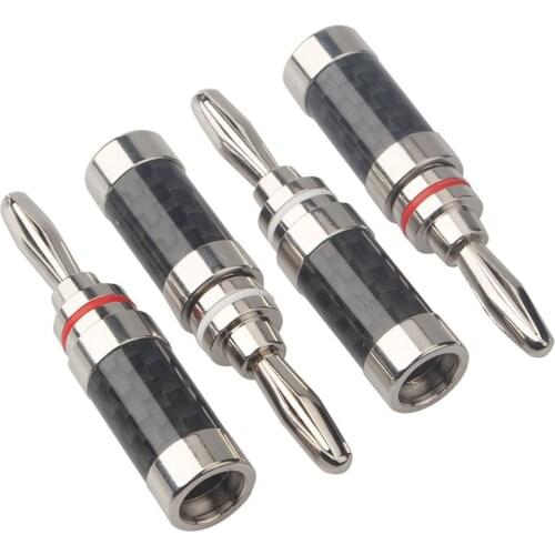 2pcs Carbon Fiber Rhodium-Plated Banana Plug Speaker Audio Connector High Quality Jack Speaker Terminal Bananas Adapter DIY