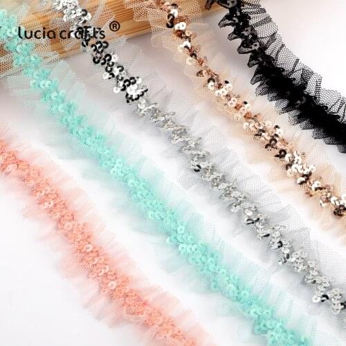 2y/lot Sequin Lace Trim Fabric Decor Lace Organza Ribbon DIY Sewing Garment Craft Accessories Y0118Y0118