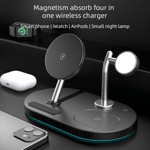 4 In 1 15W Qi Magnetic Fast Wireless Charger Stand For IPhone 12 Pro Max 11 Charging Dock Station For Apple Airpods Pro IWatch