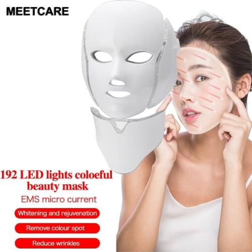 7 Colors Led Facial Mask Led Korean Photon Therapy Face Mask Machine Light Therapy Acne Mask Neck Beauty Led Mask