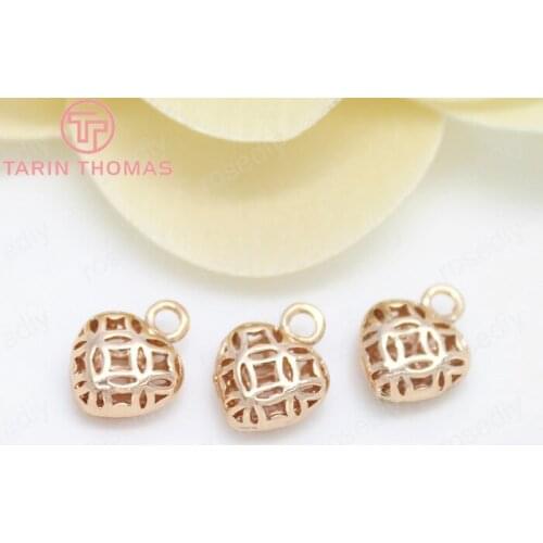 10PCS 9x11.5MM 24K Champagne Gold Color Plated Brass Heart Charms Pendants Pendants High Quality Diy Jewelry Accessories