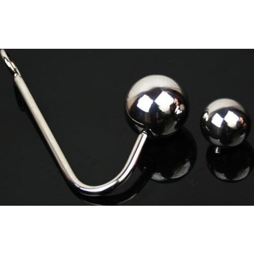 140g Stainless Steel Anal Hooks Metal Butt Plug With 2 Balls, Gay Strap On Sex Toys Adult Products For Men And Women