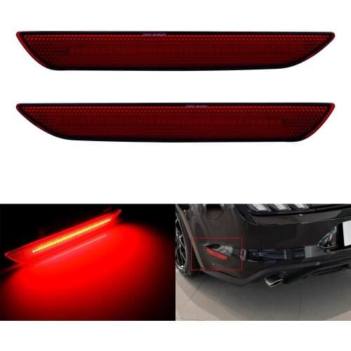 ANGRONG Red Rear LED Side Marker Bumper Reflector Stop Brake Light For Ford Mustang 2015-up