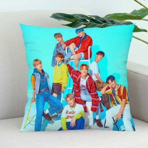 ATEEZ Pillow Cover Bedroom Home Office Decorative Pillowcase Square Zipper Pillow Cases Satin Soft