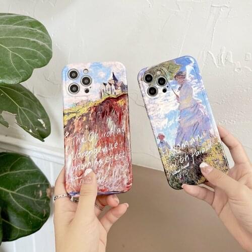 Oil Painting Castle Design Mobile Phone Cases for iPhone 12 Pro Max 11 Pro Max XR XS 7 8 Plus X 12mini Soft IMD Shell Cover