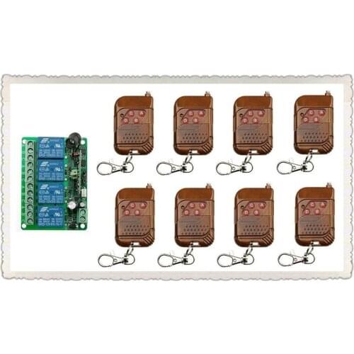 DC12V 4CH 10A Wireless Remote Control Switch 1 Receiver + 8 Transmitter Learning Code Momentary Toggle Latched Adjusted