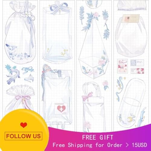 1 Loop Glacier Decorative Journal Washi Tape Sample Bright Face Pet World Bag Release Paper