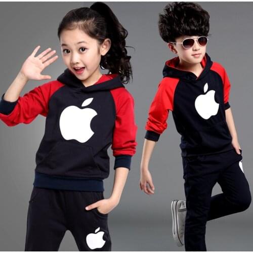 Childrens Suits Spring Autumn Wear Boys and Girls Long Sleeved Tops + Trousers Kids 2 Suits Big Children Sport Sets 3-12 Ages