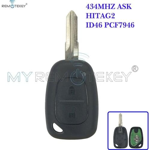 Remotekey Remote car key 2 button for Renault Kangoo 2003 2004 2005 2006 2007 ID46 - PCF7946 chip 433 Mhz VAC102