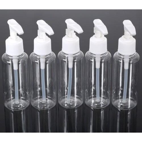 5Pcs 100ml Clear Empty Spray Bottles Plastic Refillable Empty Perfume Liquid Atomizer Spray Bottle Travel Cosmetic Containers