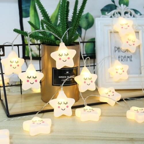 6m/3m/1.5m Cute Star Clouds Led String Lights Fariy Garland Christmas Decorations for Home Baby Room DIY New Year Wedding Decor