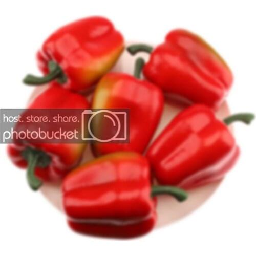 Gresorth 6pcs High-grade Artificial Bell Peppers Adornment Fake Vegetable Decoration Home Kitchen Table Cabinet Display - Red