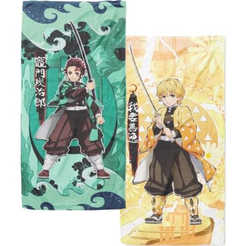 New Arrive Cartoon Full Color Absorbent Towel Demon Slayers Blade Tanjirou you Bean Cotton Bath Towel Face Towel Home Supply
