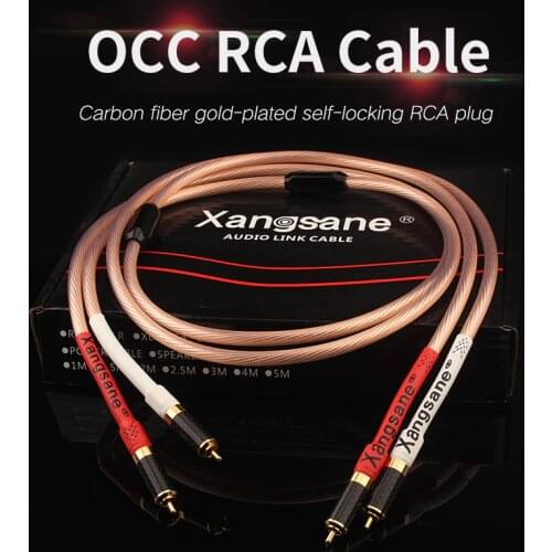 Xangsane 1 pair 0.5M 5N OCC signal cable carbon fiber gold-plated rca to rca cable hifi power amplifier audio cable decoder