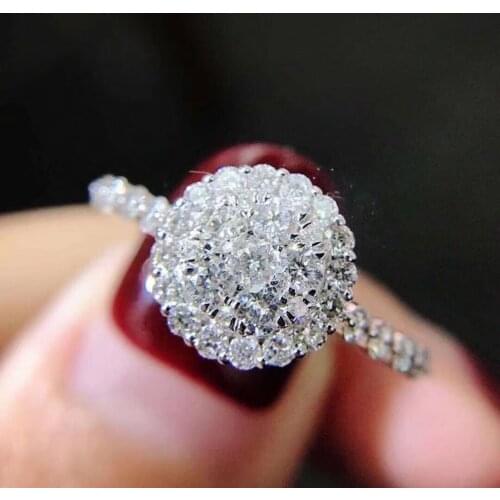 Luxury Female White Zircon Stone Ring Charm Silver Color Big Wedding Rings For Women Classic Bride Crystal Round Engagement Ring