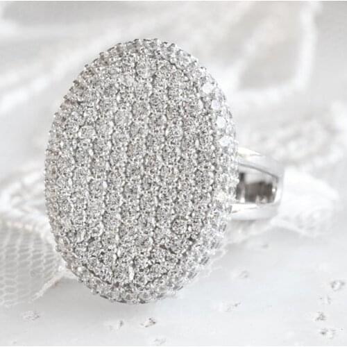 Fashion Micro Paved White Rhinestones Finger Ring Oval Shape Elegant Rings For Women Wedding Party Delicate Jewelry Gift B4M876