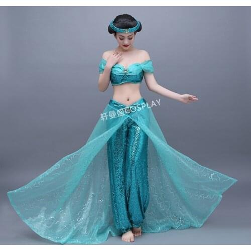 Womens adults ladies costume cartoon character cosplay princess light blue Princess cosplay Aladdin cosplay