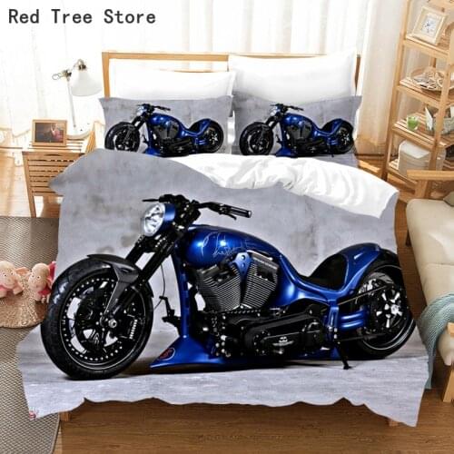 Cool Motorcycle 3D Printed Bedding Set Luxury Bed Linen Kids Adult Boy Duvet Cover with Pillowcase Motorbike Pattern Comforter
