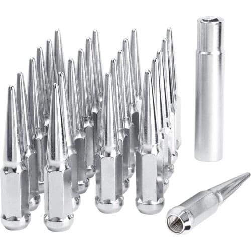KSP 1/2x20 Spiked Lug Nuts 20pcs+1 Key60 Degree Conical/Acorn Seat for XJ KJ KK CJ ZJ WJ TJ JK,Explorer E150 E350