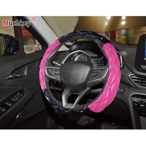 MUCHKEY Brand For Chevrolet Silverado 2020 Car Steering Wheel Cover New Diamond Leather Anti-Slip Auto Accessories Interior