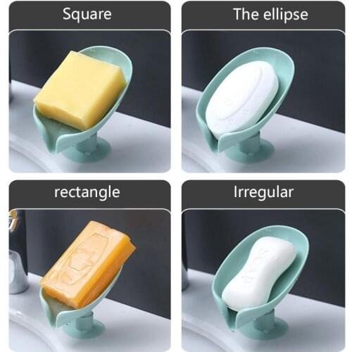 Leaf-Shaped Soap Dish For Bathroom Creative Perforated Free Standing Soap Holder Drain Storage Soap Rack Laundry Soap Container