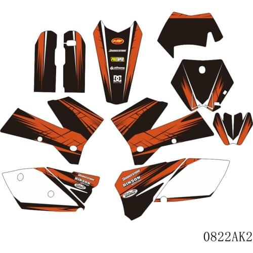 Full Graphics Decals Stickers Motorcycle Background Custom Number Name 3M For KTM EXC EXC-F 125 250 300 450 525 2005 2006 2007