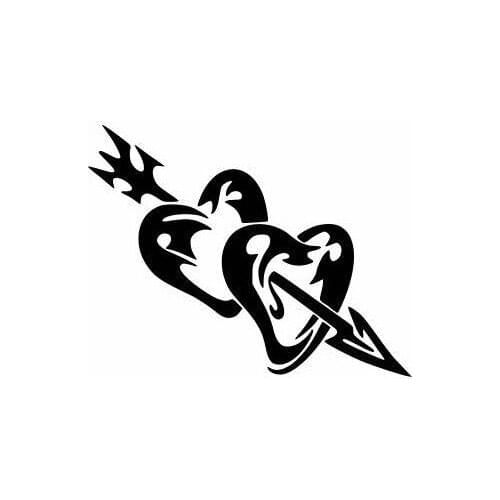 Two Hearts Love Valentines Art Car Stickers Vinyl Decals Tribal Hearts Arrow Piercing Two Hearts Car Decor Unique gift L612