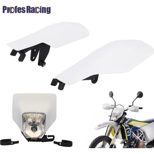 White Motorcycle Handguards Hand Guard H4 Headlight Headlamp For Husqvarna FC TC FE TE FX TX 2016 2017 Enduro Dirt Bike