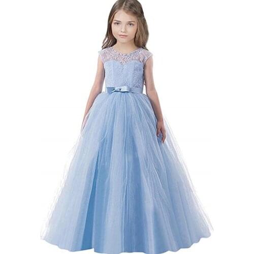 Kids Fancy Girl Flower Long Tulle Dress Children Wedding Elegant Dress for Girl Vestido Party Prom Gown Teen Girls Formal Wear