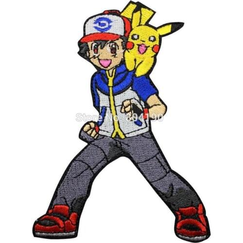 Patch Ash Ketchum tv movie Embroidered Emblem applique iron on clothing