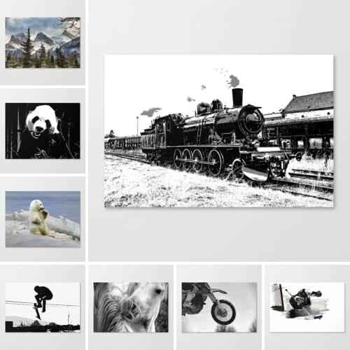 Wall Artwork Modular Train Panda Polar Bear Canvas Paintings Hd Prints Landscape Pictures Home Decor Animal Poster Living Room