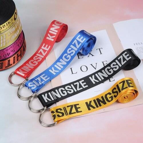 Fashion New Harajuku Unisex Canvas Belt Printing Letter D Ring Double Buckle High Quality Casual All-match Jeans Belt