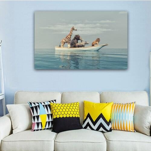 Landscape Canvas Painting Poster Print Abstract Wall Art Picture Elephant Lion Animals Art for Living Room Home Decor Unframed