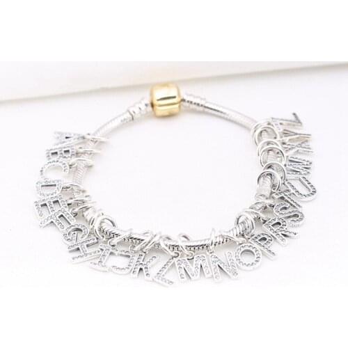 S925 Letters A-Z Alphabet Charm Beads Dangles Pendants for Women Bracelet Bangle DIY Jewelry