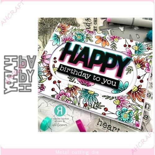 HAPPY Words Metal Cutting Dies for DIY Scrapbooking Photo Album Decorative Embossing Paper Card Crafts Die 2021