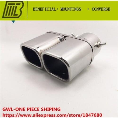 Car Styling Exhaust 1 INTO 2 Muffler End Square PIPE Modified Tube FOR RAV4 Special Tips Inlet 70mm Length 155mm Stainless Tip