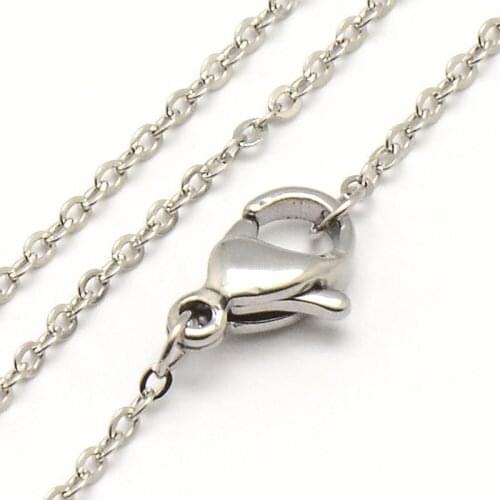 Trendy Unisex 304 Stainless Steel Cross Chain Necklaces, with Lobster Clasps, Stainless Steel Color, 17.7"(449mm), 1.5x0.2mm